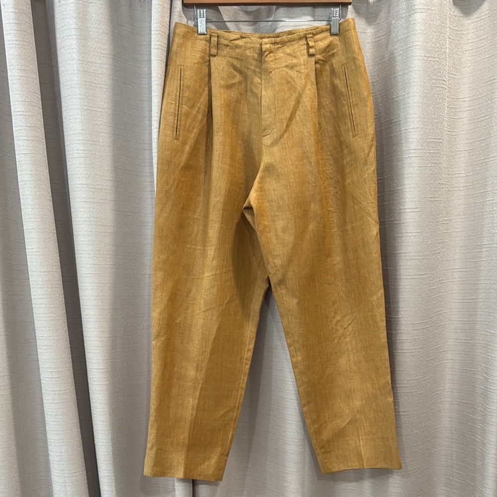 Ellen Tracy High Waist 100%linen Pants Hidden Zip closure 27” Inseam Size 10